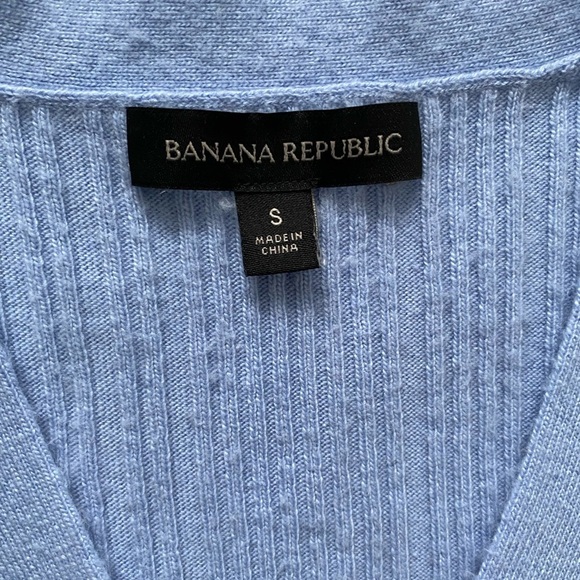 BANANA Republic Blue Ribbed Crop Button  Up Cardigan Size S - Picture 7 of 11